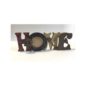 Honey & Me Rustic HOME Block Letter Sign Photo Frame Distressed Farmhouse E1221